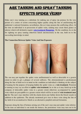 Are Tanning And Spray Tanning Effects Spider Veins