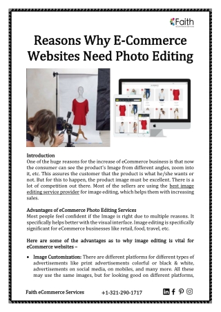 Reasons Why E-Commerce Websites Need Photo Editing