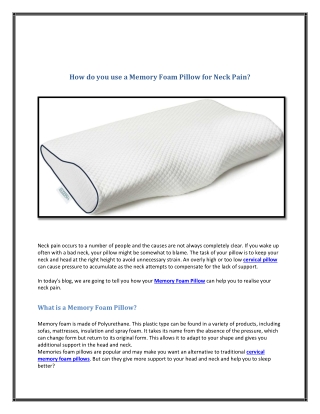 How do you use a Memory Foam Pillow for Neck Pain
