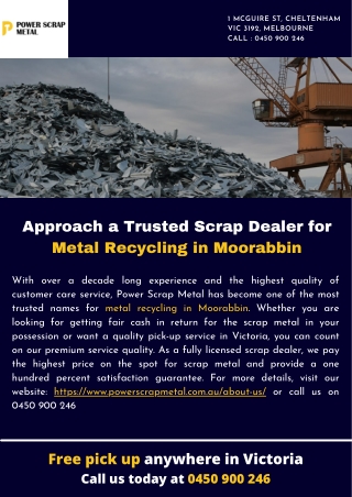 Approach a trusted scrap dealer for metal recycling in Moorabbin