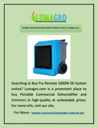Portable Commercial Dehumidifier Online for Sale | Lumagro.com