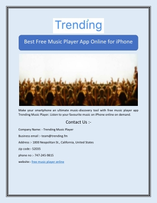 Best Free Music Player App Online for iPhone