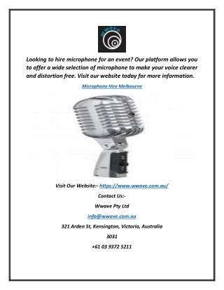 Microphone Hire Melbourne | Wwave.com.au