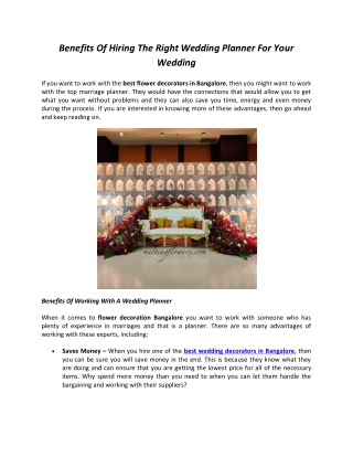 Benefits Of Hiring The Right Wedding Planner For Your Wedding