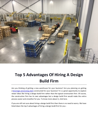 Top 5 Advantages Of Hiring A Design Build Firm