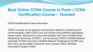 Best Online CCNA Course in Pune | CCNA Certification Course – Texceed