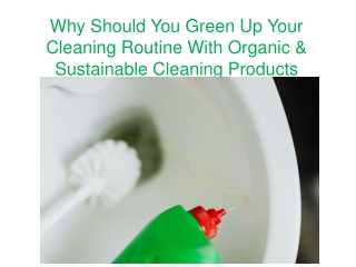 Why Should You Green Up Your Cleaning Routine With Organic & Sustainable Cleaning Products