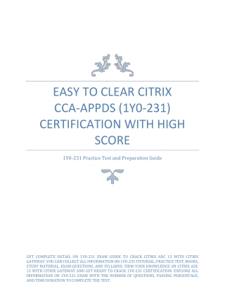 Easy to Clear Citrix CCA-AppDS (1Y0-231) Certification with High Score