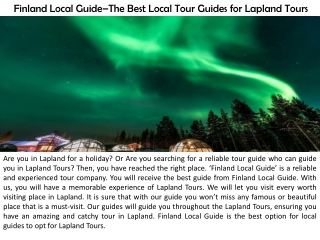 Finland Local Guide The best Local Tour Guides for Lapland Tours