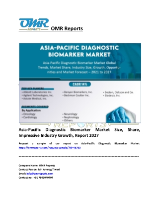 Asia-Pacific Diagnostic Biomarker Market Trends and Overview 2021-2027