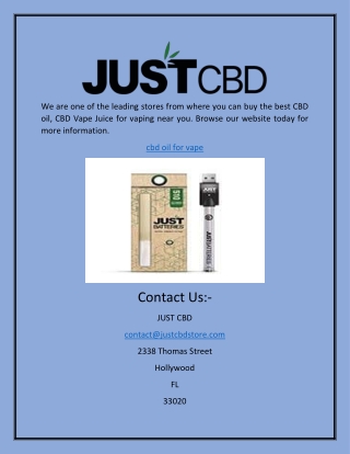 CBD Oil for Vape | justcbdstore.com