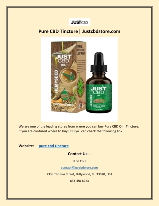 Pure CBD Tincture | Justcbdstore.com