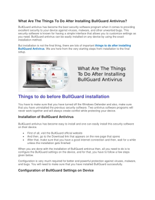 What Are The Things To Do After Installing BullGuard Antivirus?