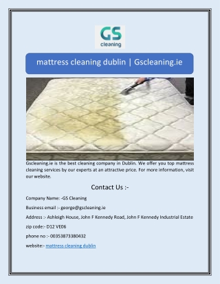 mattress cleaning dublin | Gscleaning.ie