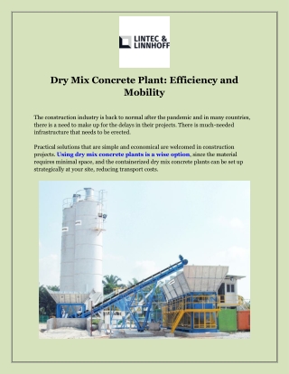 Dry Mix Concrete Plant: Efficiency and Mobility