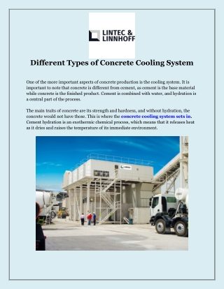 Different Types of Concrete Cooling System