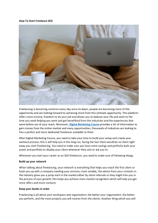 How To Start FREELANCE SEO