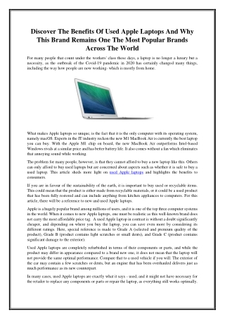 Discover The Benefits Of Used Apple Laptops And Why This Brand Remains One The Most Popular Brands Across The World
