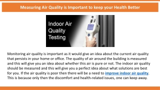 Measuring Air Quality is Important to keep your Health Better