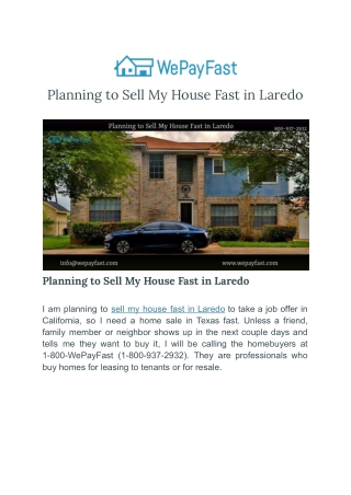 Planning to Sell My House Fast in Laredo