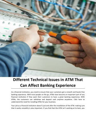 Different Technical Issues in ATM That Can Affect Banking Experience