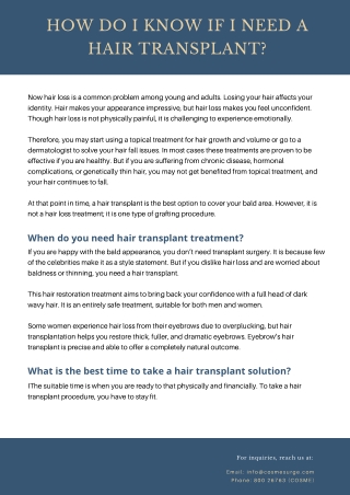 How do I Know if I need a Hair Transplant