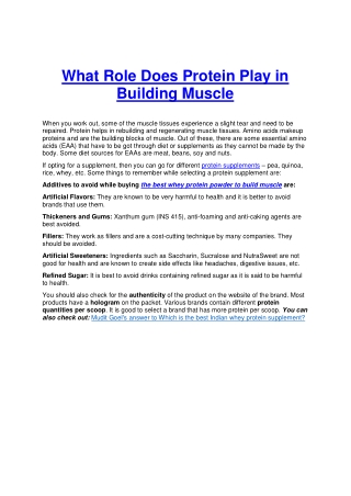What Role Does Protein Play in Building Muscle