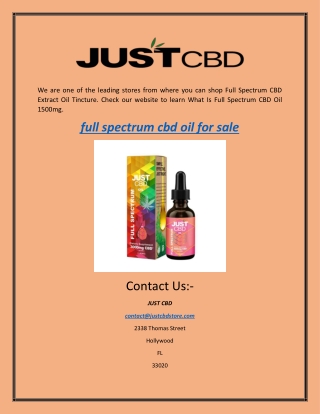 Full Spectrum CBD Oil For Sale | Justcbdstore.com