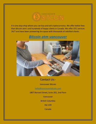 Bitcoin ATM Vancouver | Vancouver Bitcoin