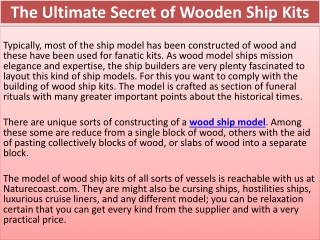 The Ultimate Secret of Wooden Ship Kits