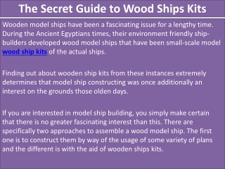 The Secret Guide to Wood Ships Kits