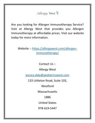 Immunotherapy for Allergies  Allergy West