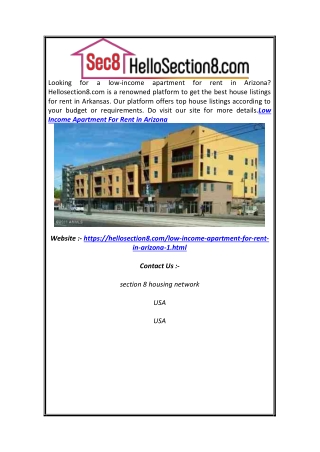 Low Income Apartment For Rent In Arizona  Hellosection8.com