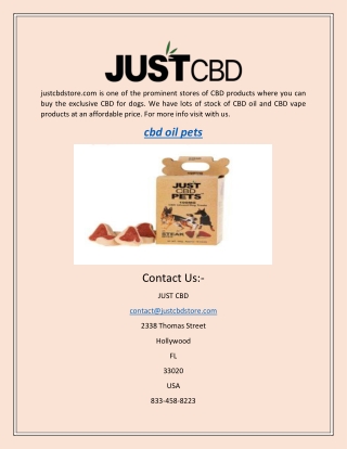 Buy exclusive cbd oil pets & products|justcbdstore.com