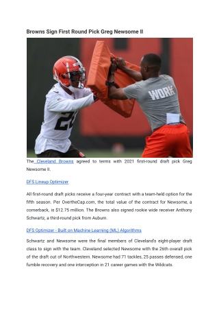 Browns Sign First Round Pick Greg Newsome II