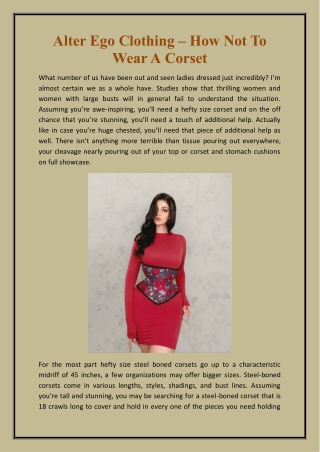 Alter Ego Clothing – How Not To Wear A Corset