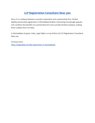 LLP Registration Consultant Near you