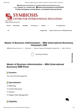 Masters Degree Program _ Master of Business Administration _ SIIB Pune