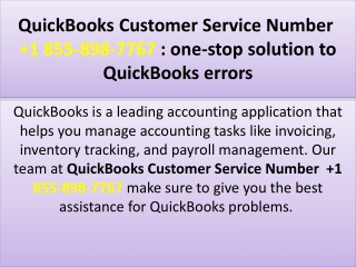 QuickBooks Customer Service Number   1 855-898-7767