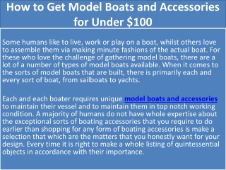 How to Get Model Boats and Accessories for Under $100