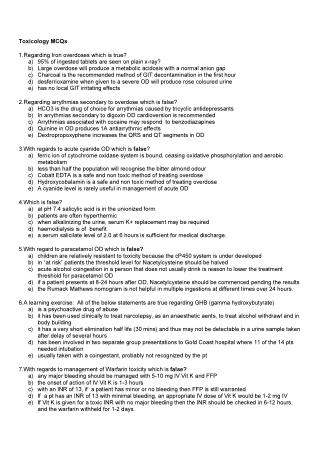 Toxicology & Pharmacology MCQs