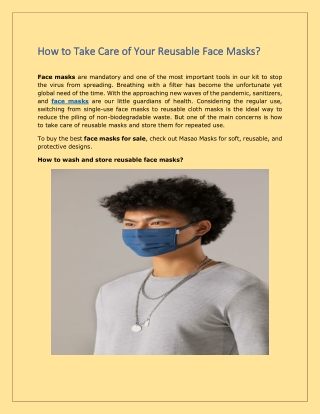 How to Take Care of Your Reusable Face Masks