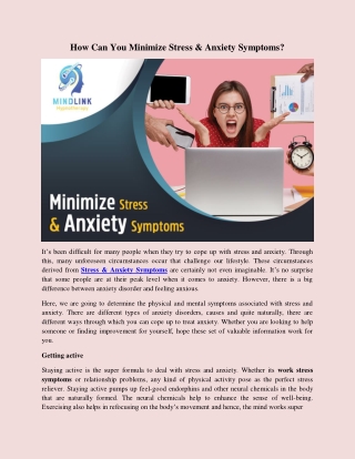How Can You Minimize Stress & Anxiety Symptoms