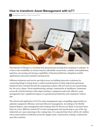 IoT in Asset Management and Monitoring | IoT-based Asset Management
