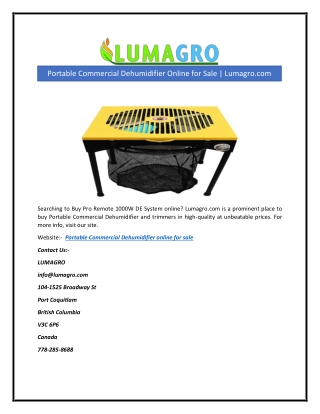 Portable Commercial Dehumidifier Online for Sale | Lumagro.com
