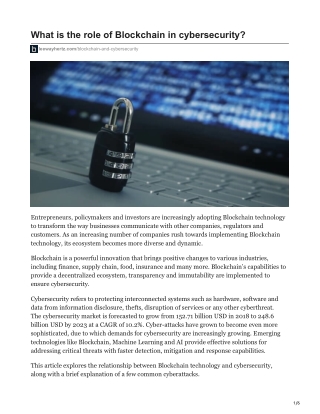 Blockchain for CyberSecurity | Blockchain and CyberSecurity