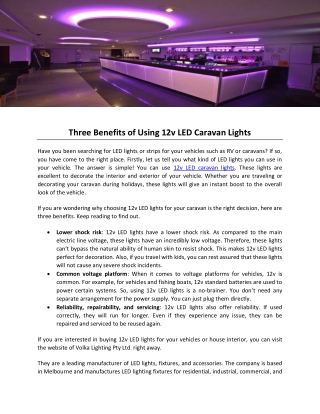 Three Benefits of Using 12v LED Caravan Lights