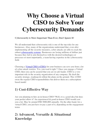 Why Choose a VirtualCISO to Solve Your Cybersecurity-converted