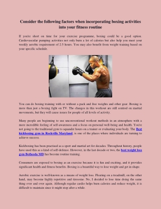 Consider the following factors when incorporating boxing activities into your fitness routine
