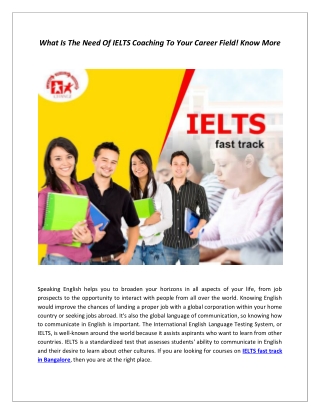 What Is The Need Of IELTS Coaching To Your Career Field